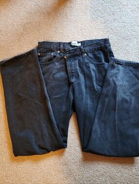 Princess Polly Black Asymmetrical Button Wide Leg Jeans
